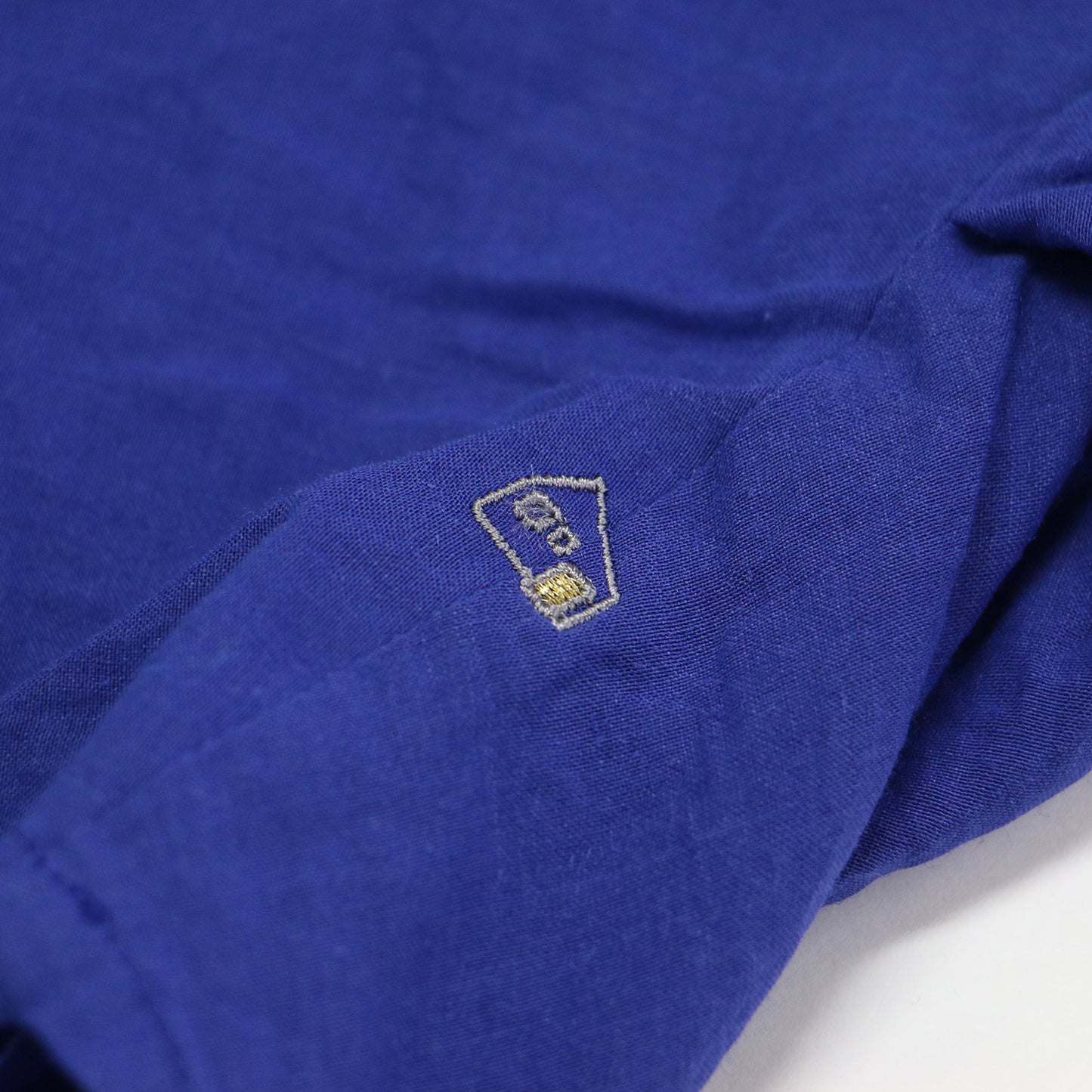 極細コットン ラミー コクーン プルオーバ / ブラウス 半袖 クルーネック ドルマン ワイド ロゴ 刺繍