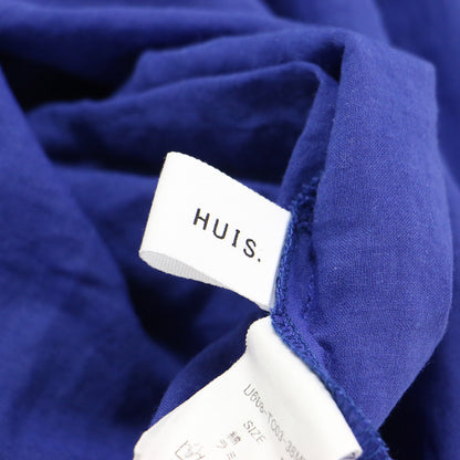 極細コットン ラミー コクーン プルオーバ / ブラウス 半袖 クルーネック ドルマン ワイド ロゴ 刺繍