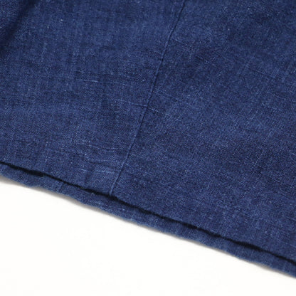 22春夏 コットン リネン 藍染 ワイド ワンピース / プルオーバー 半袖 ドルマン ミモレ丈 Aライン