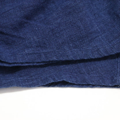 22春夏 コットン リネン 藍染 ワイド ワンピース / プルオーバー 半袖 ドルマン ミモレ丈 Aライン