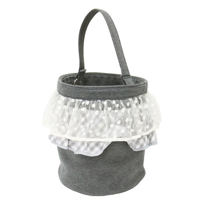 ピクニック フロッキー ドット ギンガムチェック バケツバッグ / picnic ハンドバッグ チュール フリル スウェット地