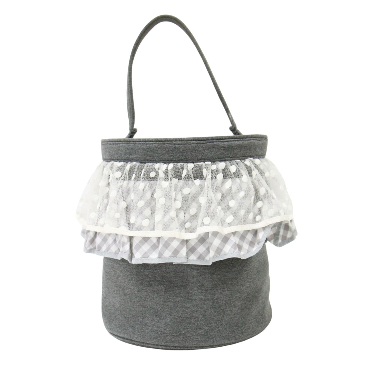 ピクニック フロッキー ドット ギンガムチェック バケツバッグ / picnic ハンドバッグ チュール フリル スウェット地