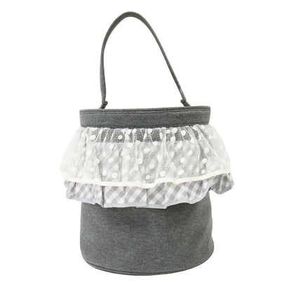 ピクニック フロッキー ドット ギンガムチェック バケツバッグ / picnic ハンドバッグ チュール フリル スウェット地