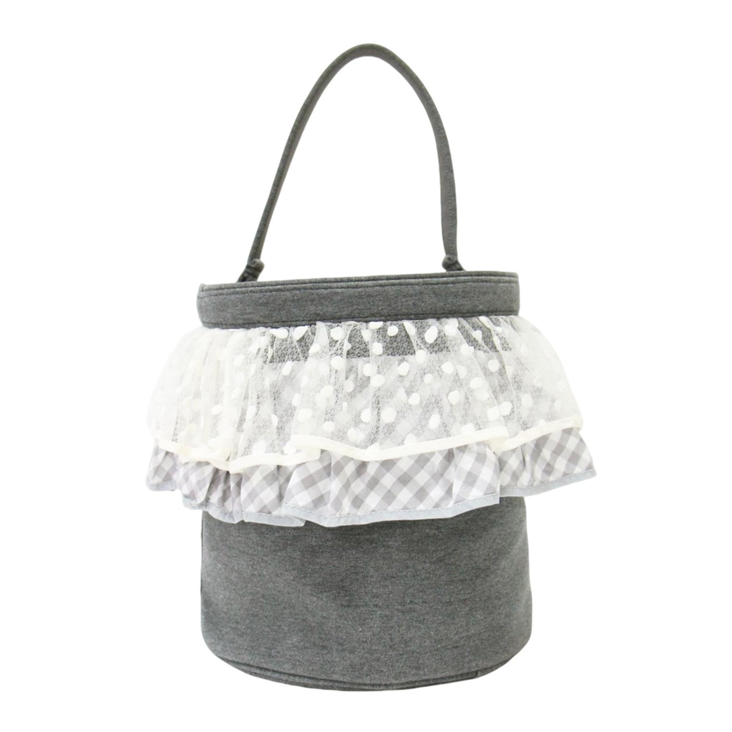 ピクニック フロッキー ドット ギンガムチェック バケツバッグ / picnic ハンドバッグ チュール フリル スウェット地