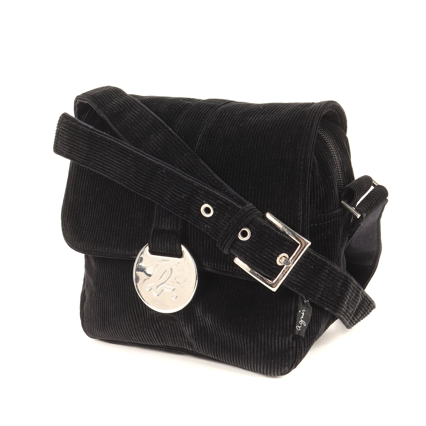 コーデュロイ ショルダーバッグ / クロスボディ 肩掛け メタルボタン ブランドロゴ