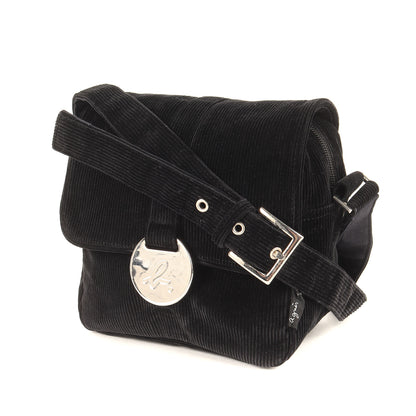 コーデュロイ ショルダーバッグ / クロスボディ 肩掛け メタルボタン ブランドロゴ