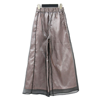 シアー シャイニー パンツ / SHEER SHINY PANTS ワイドパンツ レイヤード Aライン サテン オーガンジー