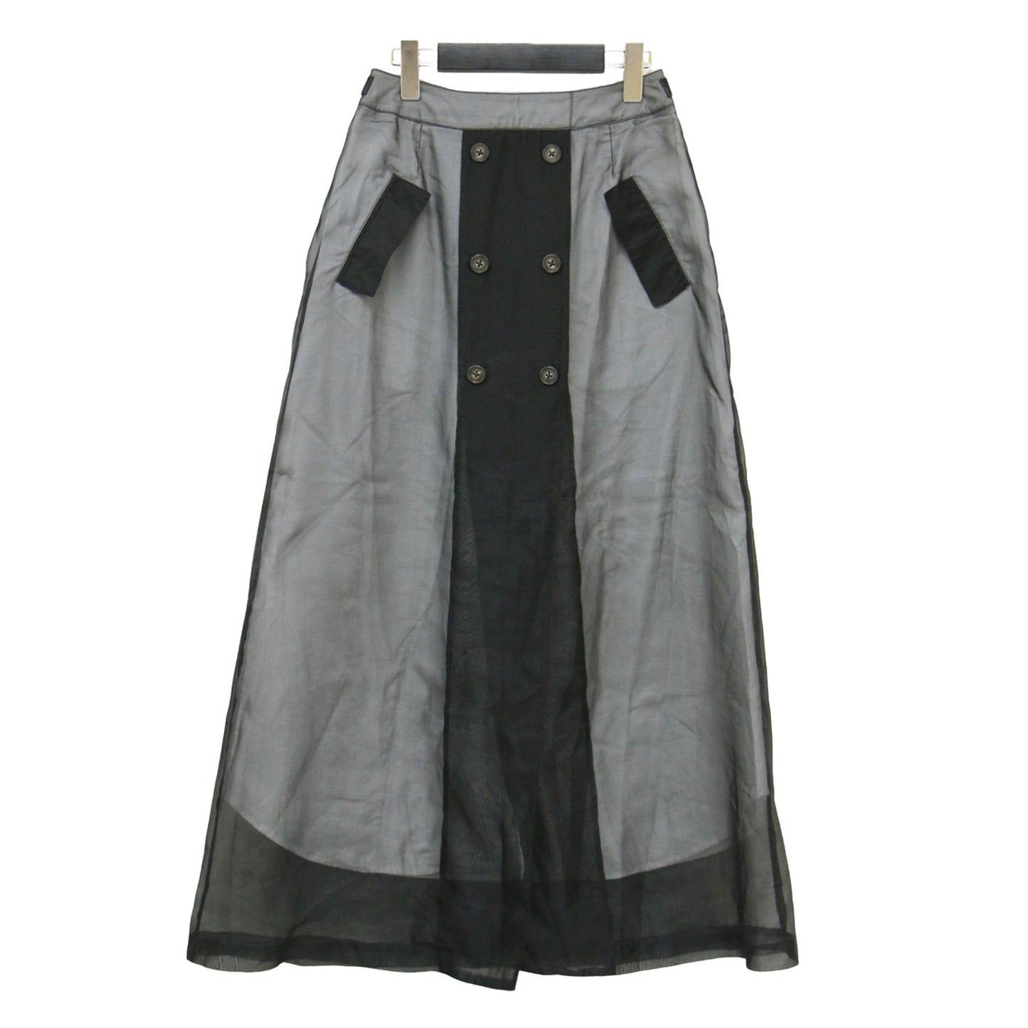 21春夏 メディ シアー トレンチスカート / MEDI SHEER TRENCH SKIRT ロングスカート フレア Aライン スリット コットン