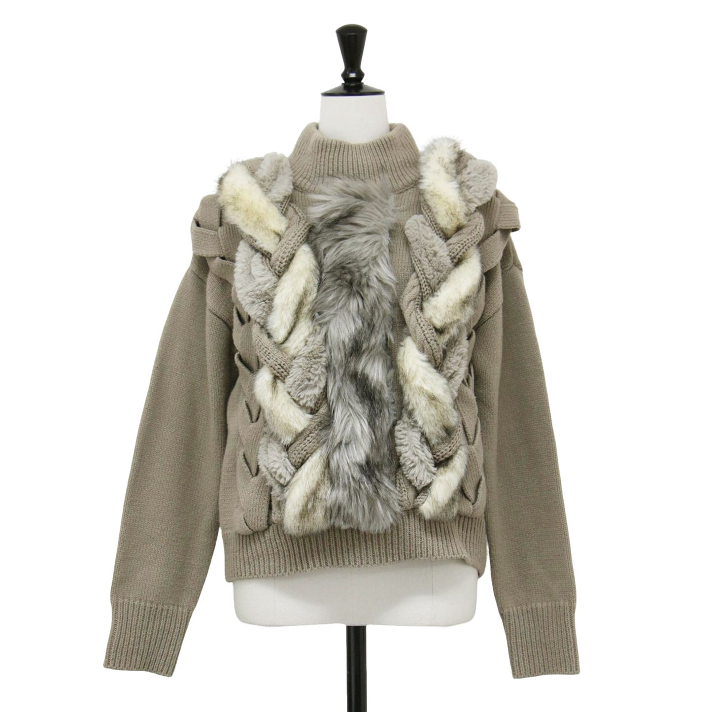 ファー ケーブルニット / FUR BRAID CABLE KNIT プルオーバー 長袖 ハイネック ウール