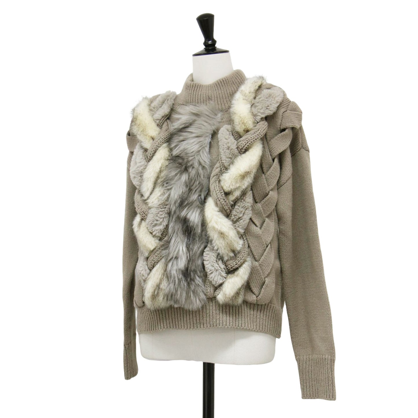 ファー ケーブルニット / FUR BRAID CABLE KNIT プルオーバー 長袖 ハイネック ウール