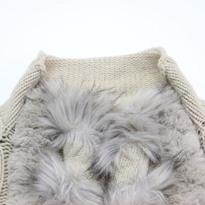 VINTAGE ファー クロップド ケーブルニット / BRAID FUR KNIT プルオーバー 長袖 ハイネック ドロップショルダー ウール
