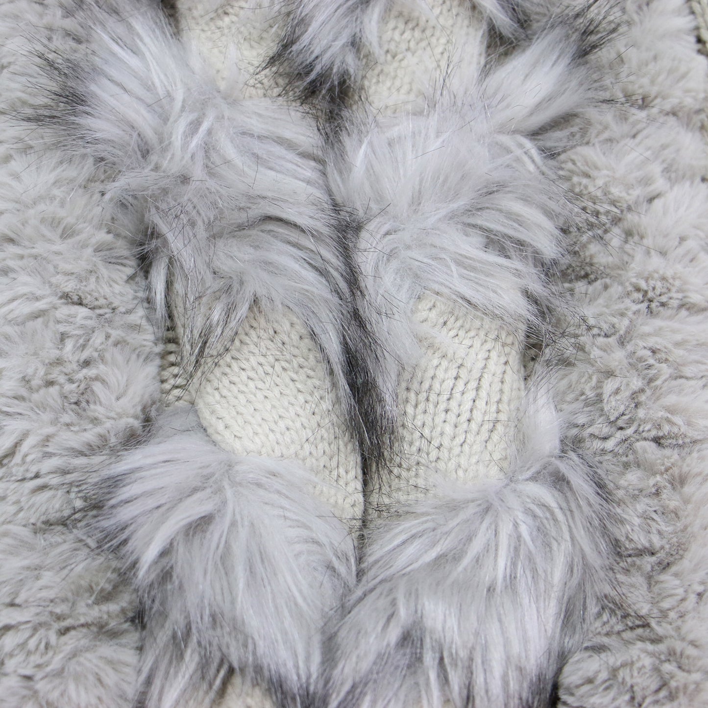 VINTAGE ファー クロップド ケーブルニット / BRAID FUR KNIT プルオーバー 長袖 ハイネック ドロップショルダー ウール