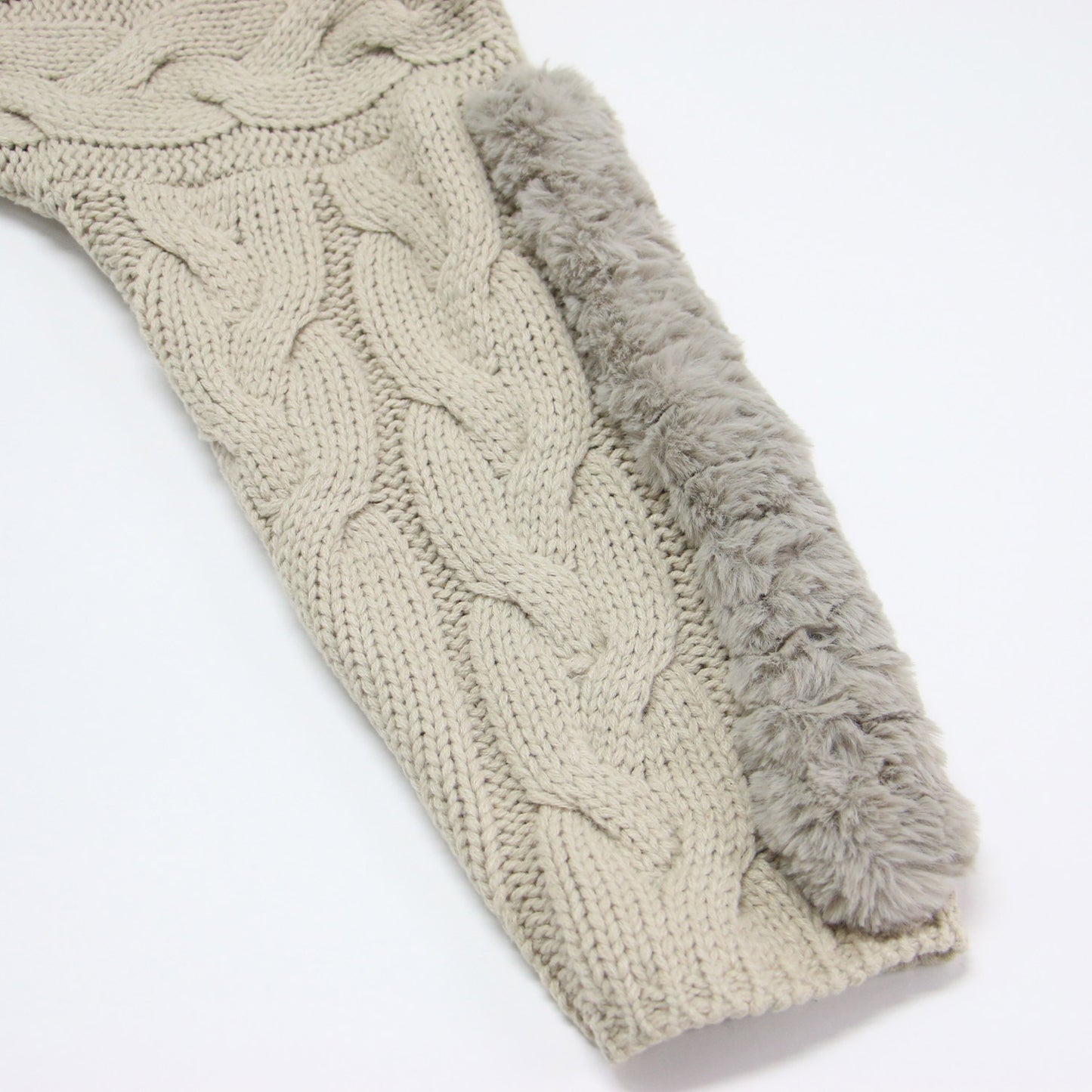 VINTAGE ファー クロップド ケーブルニット / BRAID FUR KNIT プルオーバー 長袖 ハイネック ドロップショルダー ウール