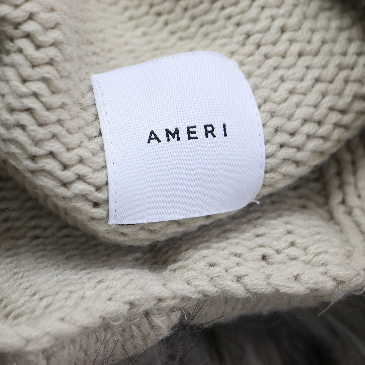 VINTAGE ファー クロップド ケーブルニット / BRAID FUR KNIT プルオーバー 長袖 ハイネック ドロップショルダー ウール