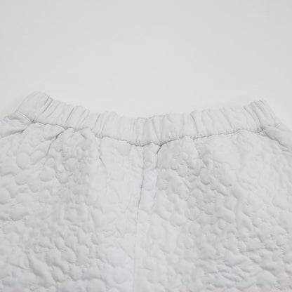 22春夏 フラワー キルティング ショートパンツ / flower quilting short pants ウエストゴム Aライン 花柄 刺繍