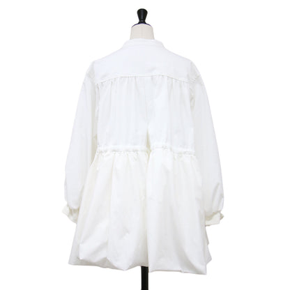 22秋冬 ノーカラー バルーン シャツブラウス / docking balloon shirt tunic チュニック 長袖 フレア タック ギャザー