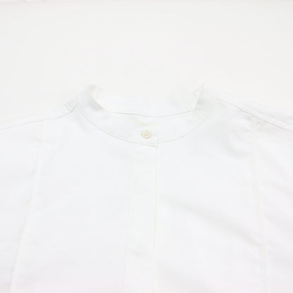 22秋冬 ノーカラー バルーン シャツブラウス / docking balloon shirt tunic チュニック 長袖 フレア タック ギャザー