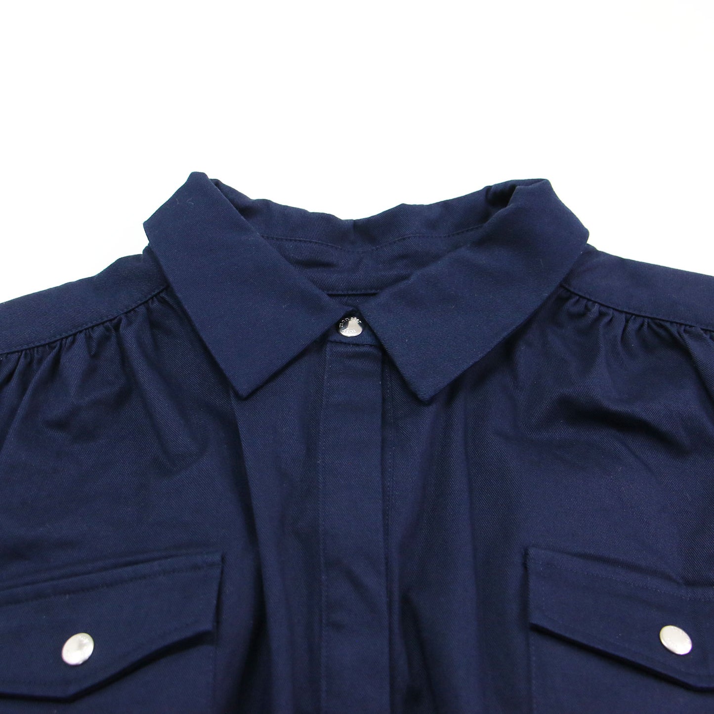 サファリ キルティング ワークシャツ / safari quilting work shirt プルオーバー フレア 半袖 切替え 花柄 凹凸 ステッチ スナップボタン 比翼仕立て 中綿 コットン