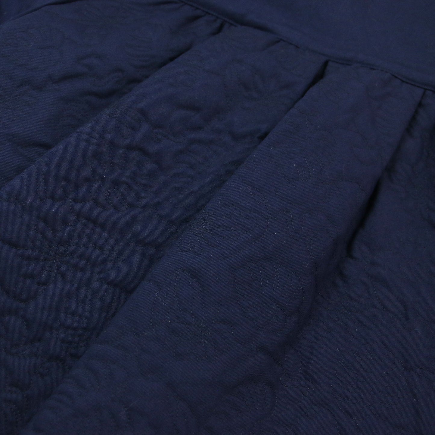 サファリ キルティング ワークシャツ / safari quilting work shirt プルオーバー フレア 半袖 切替え 花柄 凹凸 ステッチ スナップボタン 比翼仕立て 中綿 コットン