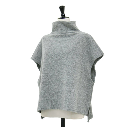 24秋冬 ファイン ブークレー ミドルネック ベスト / プルオーバー フレンチスリーブ ビルドネック ウール