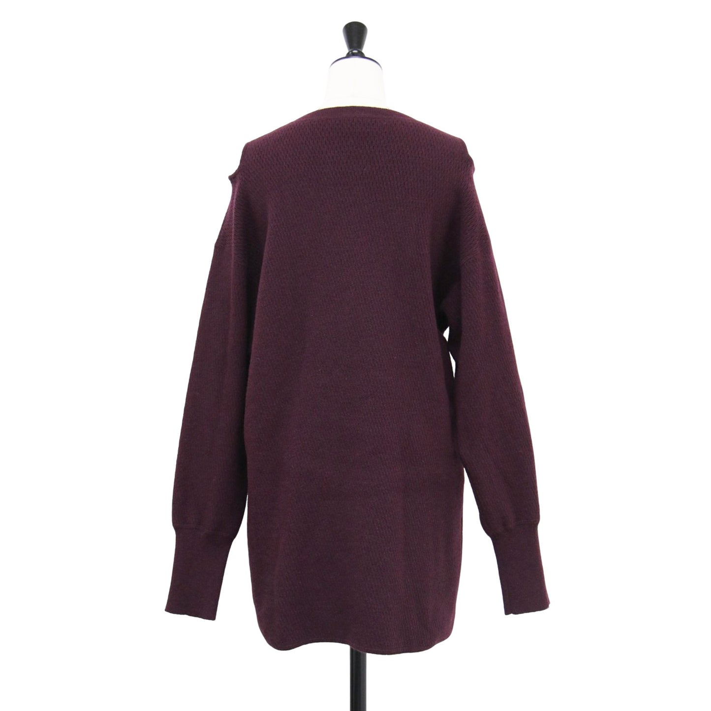 オープンショルダー クルーネック プルオーバー / SHOULDER 2HOLE KNIT ニット 長袖 チュニック丈 フィンガーホール ウール