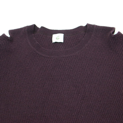 オープンショルダー クルーネック プルオーバー / SHOULDER 2HOLE KNIT ニット 長袖 チュニック丈 フィンガーホール ウール