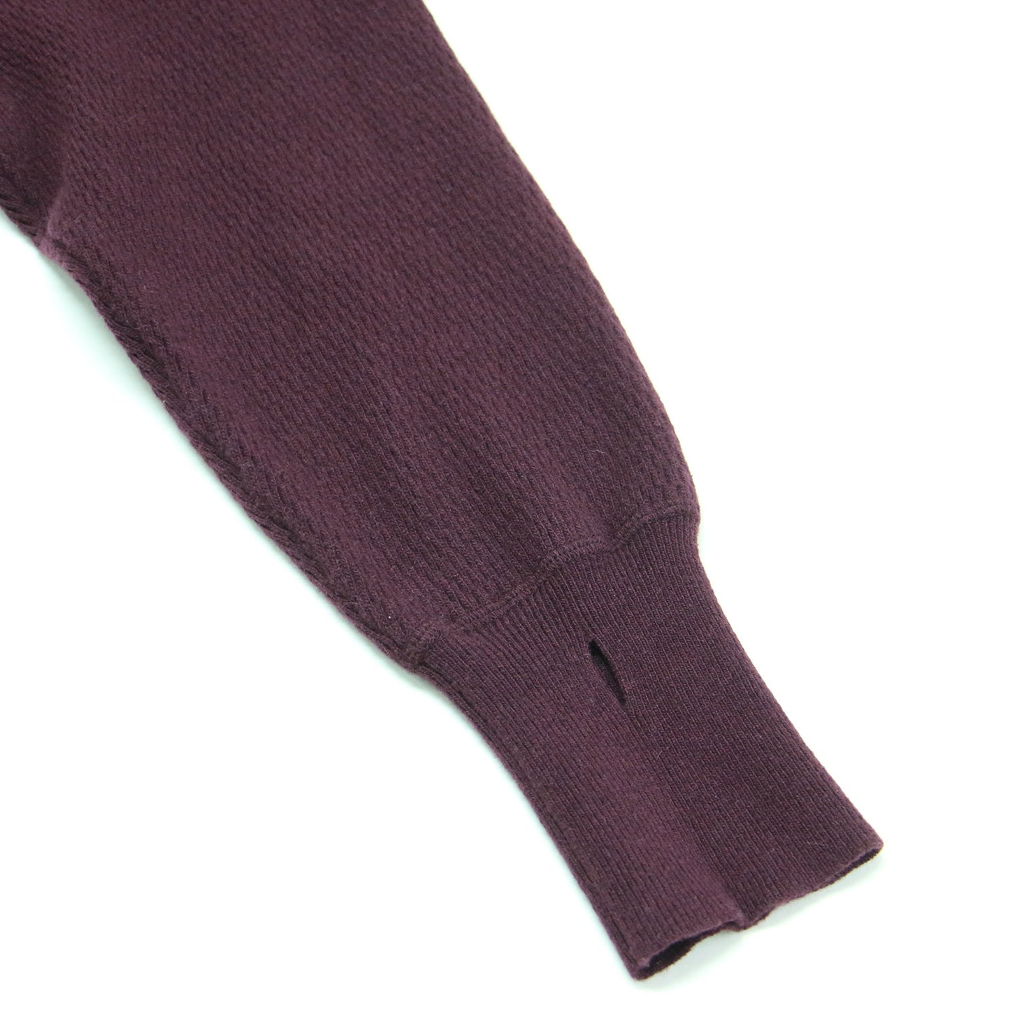 オープンショルダー クルーネック プルオーバー / SHOULDER 2HOLE KNIT ニット 長袖 チュニック丈 フィンガーホール ウール