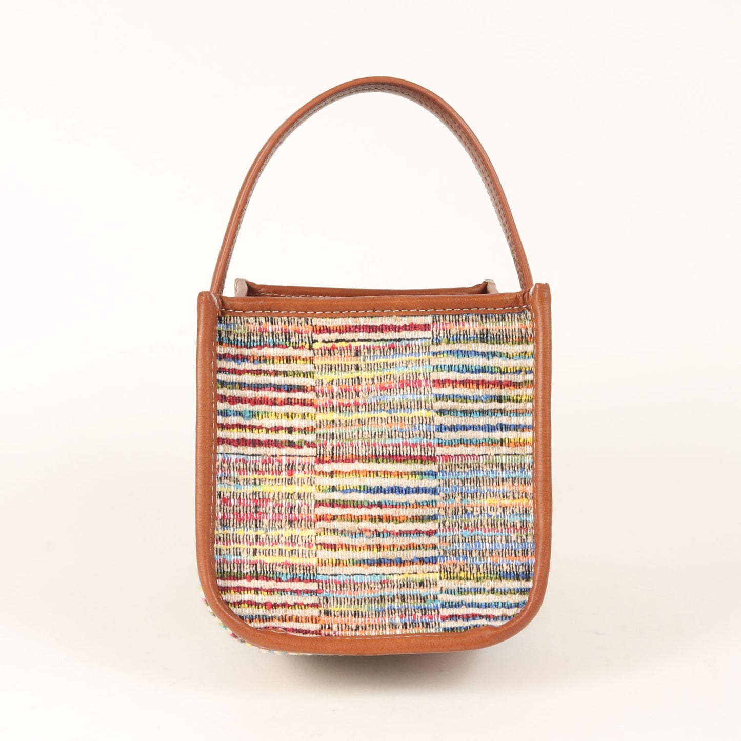 25秋冬 シーソー かご ハンドバッグ / SEE SAW BAG LINE CHECK ワンハンドル ツイード ボーダー 牛革