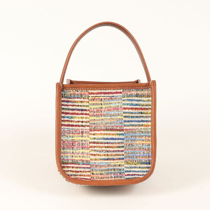 25秋冬 シーソー かご ハンドバッグ / SEE SAW BAG LINE CHECK ワンハンドル ツイード ボーダー 牛革