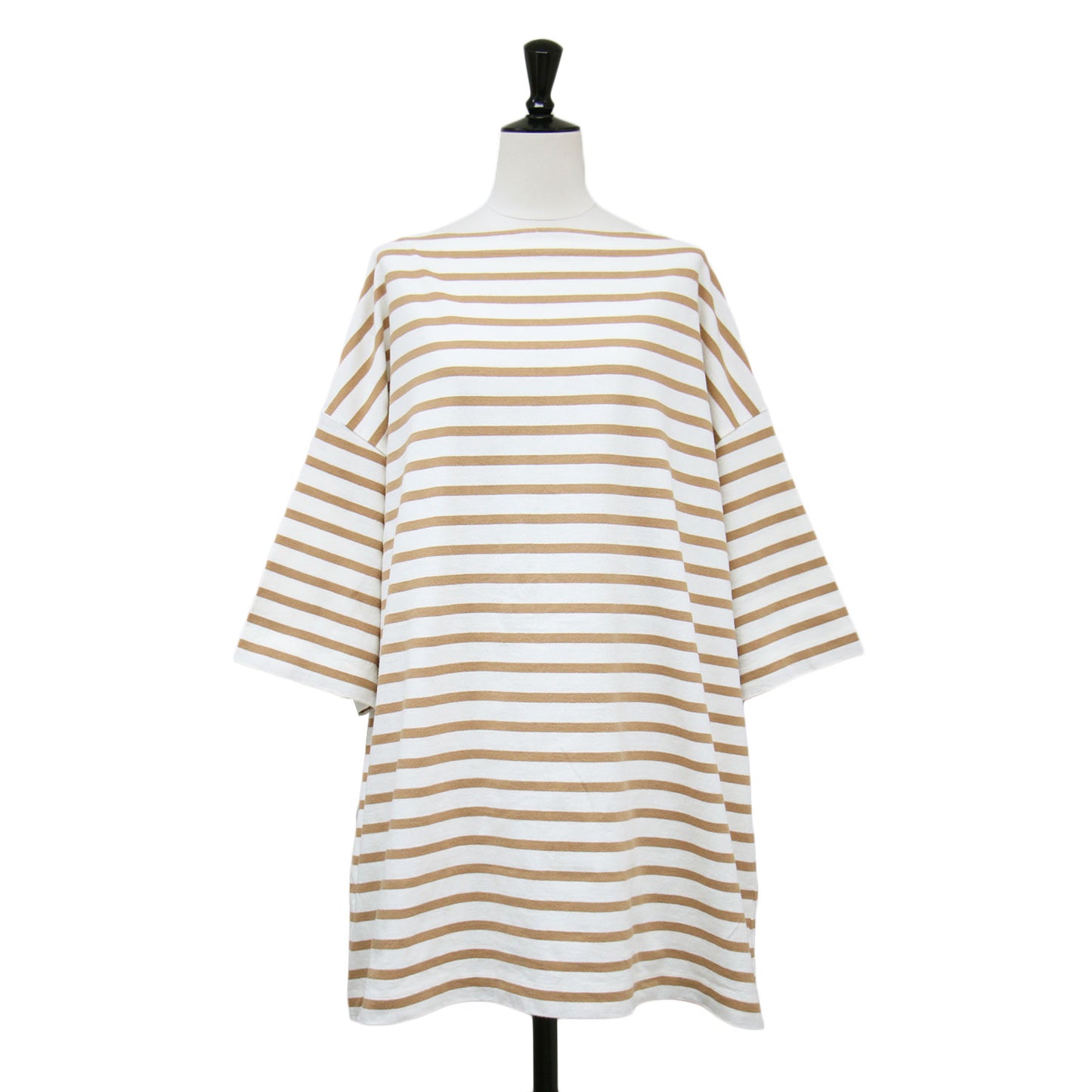 23春夏 ボーダービッグTEE / プルオーバー ワイド ボートネック 半袖 ドロップショルダー コットン ウォッシャブル