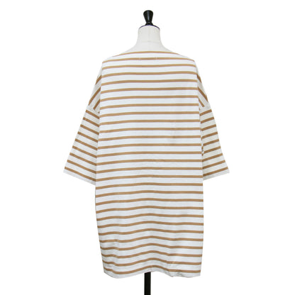 23春夏 ボーダービッグTEE / プルオーバー ワイド ボートネック 半袖 ドロップショルダー コットン ウォッシャブル