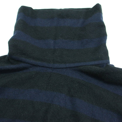 23秋冬 シャギー ハイネック プルオーバー / ポンチョ タートルネック フレンチスリーブ ボーダー ウール