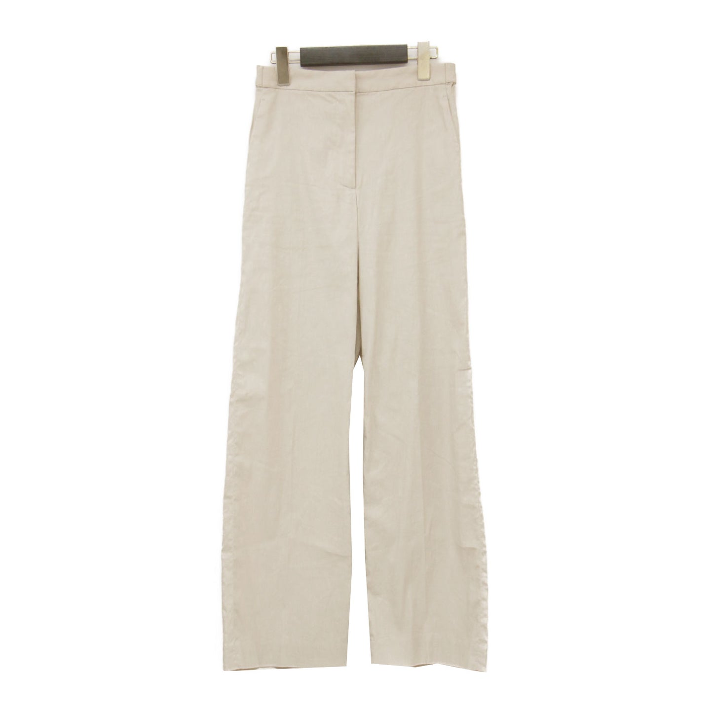 23春夏 リネン ナイロン ストレッチ セミワイドパンツ / ストレート センタープレス アジャスト ギャザー