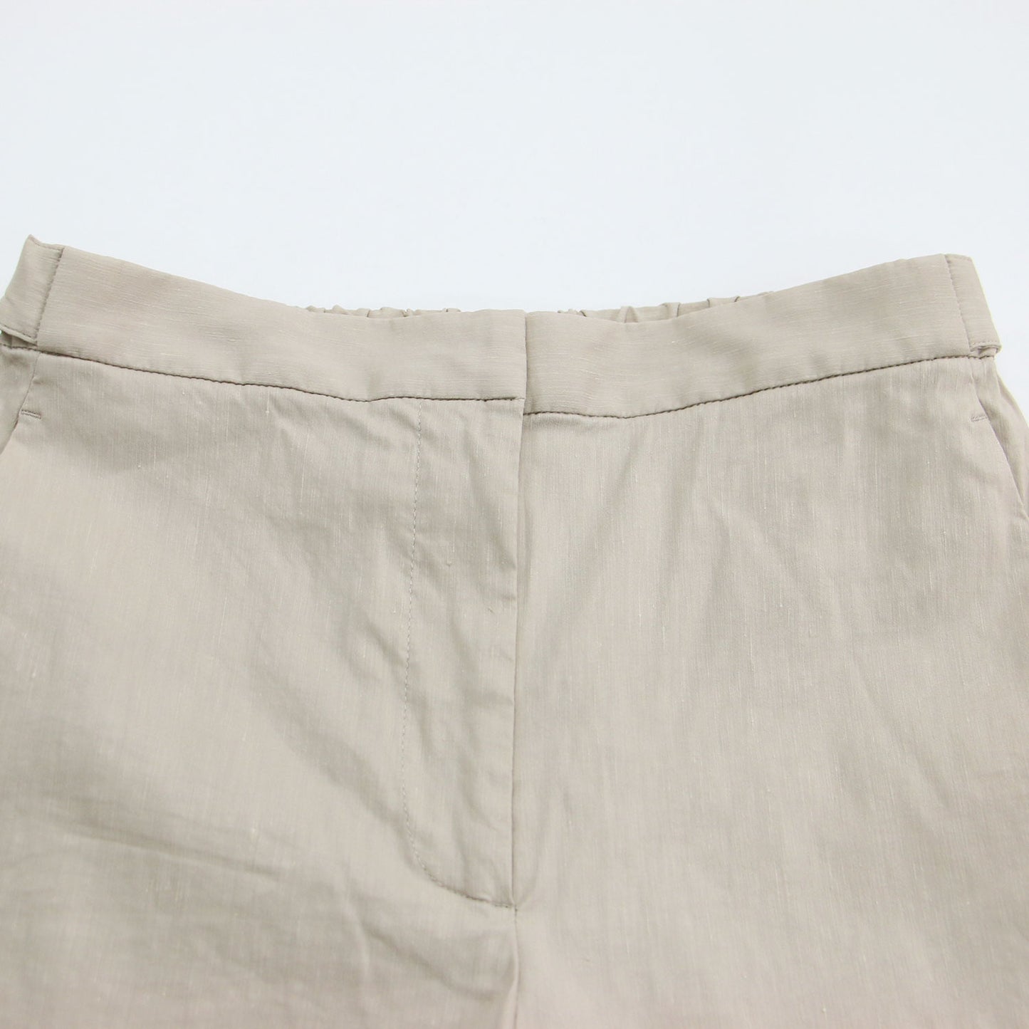 23春夏 リネン ナイロン ストレッチ セミワイドパンツ / ストレート センタープレス アジャスト ギャザー