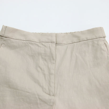 23春夏 リネン ナイロン ストレッチ セミワイドパンツ / ストレート センタープレス アジャスト ギャザー