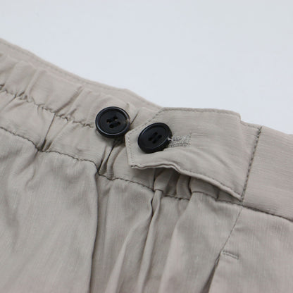 23春夏 リネン ナイロン ストレッチ セミワイドパンツ / ストレート センタープレス アジャスト ギャザー