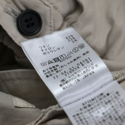 23春夏 リネン ナイロン ストレッチ セミワイドパンツ / ストレート センタープレス アジャスト ギャザー