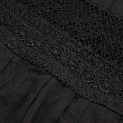 22秋冬 アンティークライクレーススカート / Antique like lace ティアードAライン フレア ウエストゴム コットン ウォッシャブル