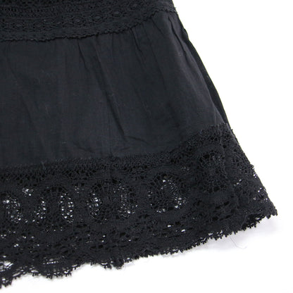 22秋冬 アンティークライクレーススカート / Antique like lace ティアードAライン フレア ウエストゴム コットン ウォッシャブル