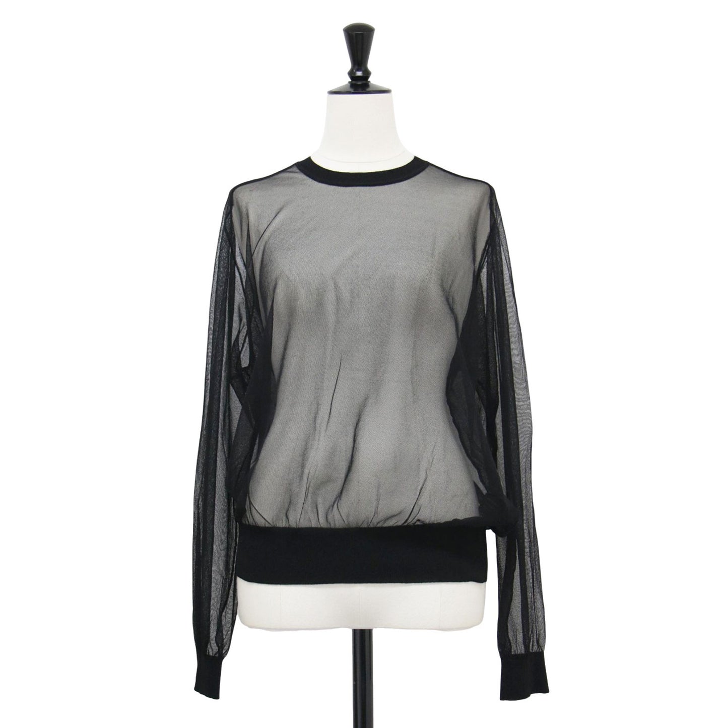 24春夏 シアー ラグラン プルオーバー / ニット 長袖 クルーネック メッシュ