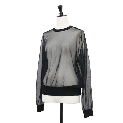 24春夏 シアー ラグラン プルオーバー / ニット 長袖 クルーネック メッシュ