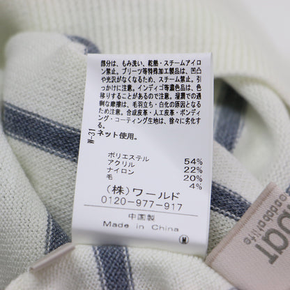 24秋冬 ボーダーデザイン ハイネック 長袖 セーター / ニット プルオーバー リブ ロゴ ラインストーン