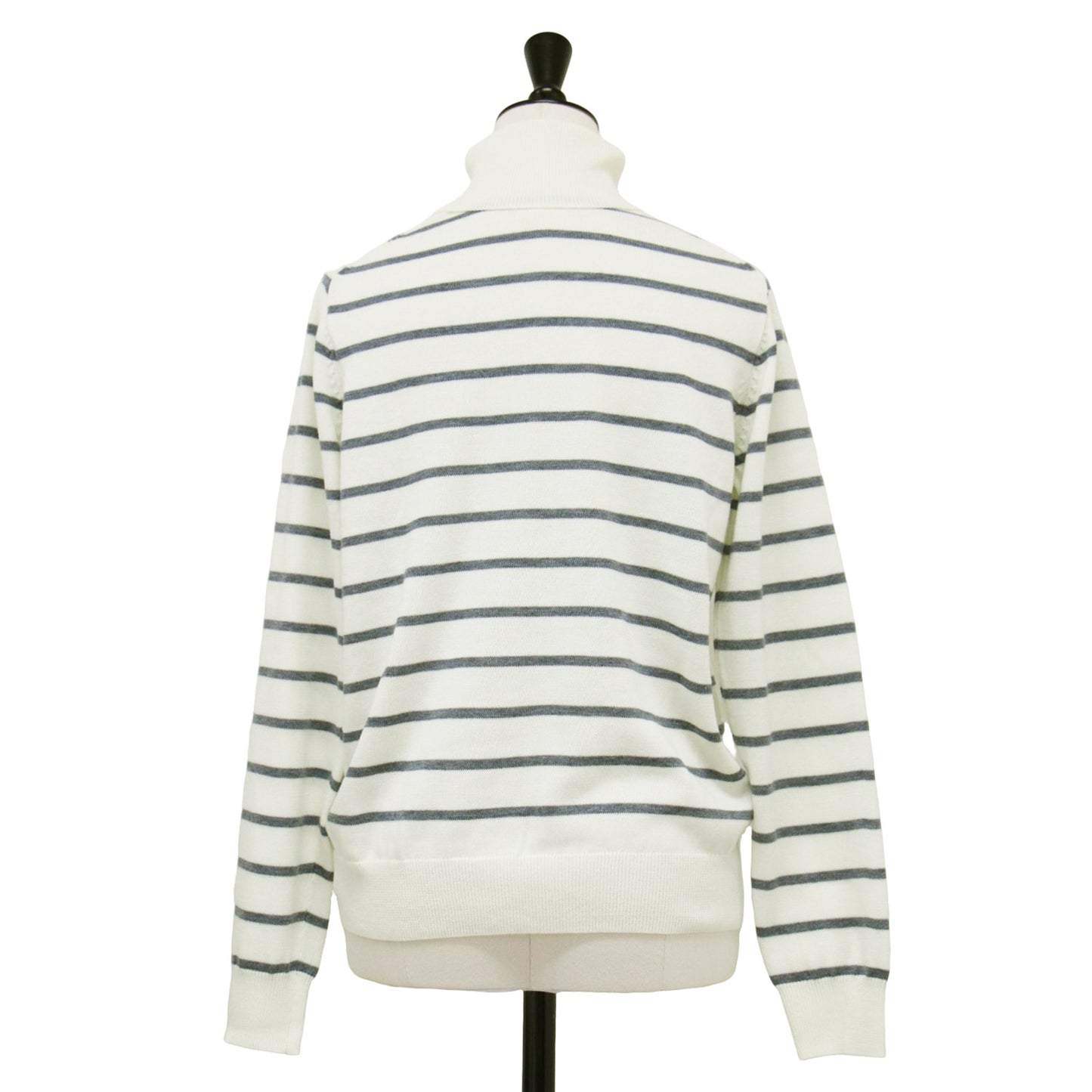 24秋冬 ボーダーデザイン ハイネック 長袖 セーター / ニット プルオーバー リブ ロゴ ラインストーン