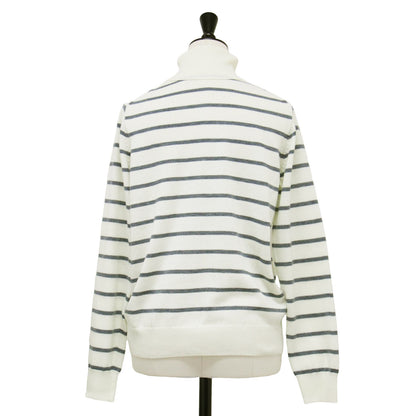 24秋冬 ボーダーデザイン ハイネック 長袖 セーター / ニット プルオーバー リブ ロゴ ラインストーン