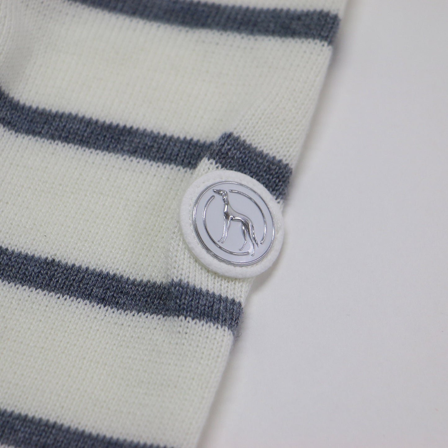 24秋冬 ボーダーデザイン ハイネック 長袖 セーター / ニット プルオーバー リブ ロゴ ラインストーン