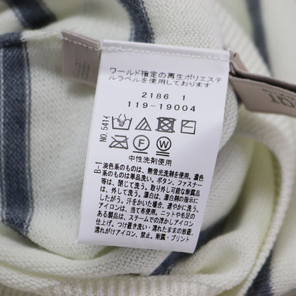 24秋冬 ボーダーデザイン ハイネック 長袖 セーター / ニット プルオーバー リブ ロゴ ラインストーン