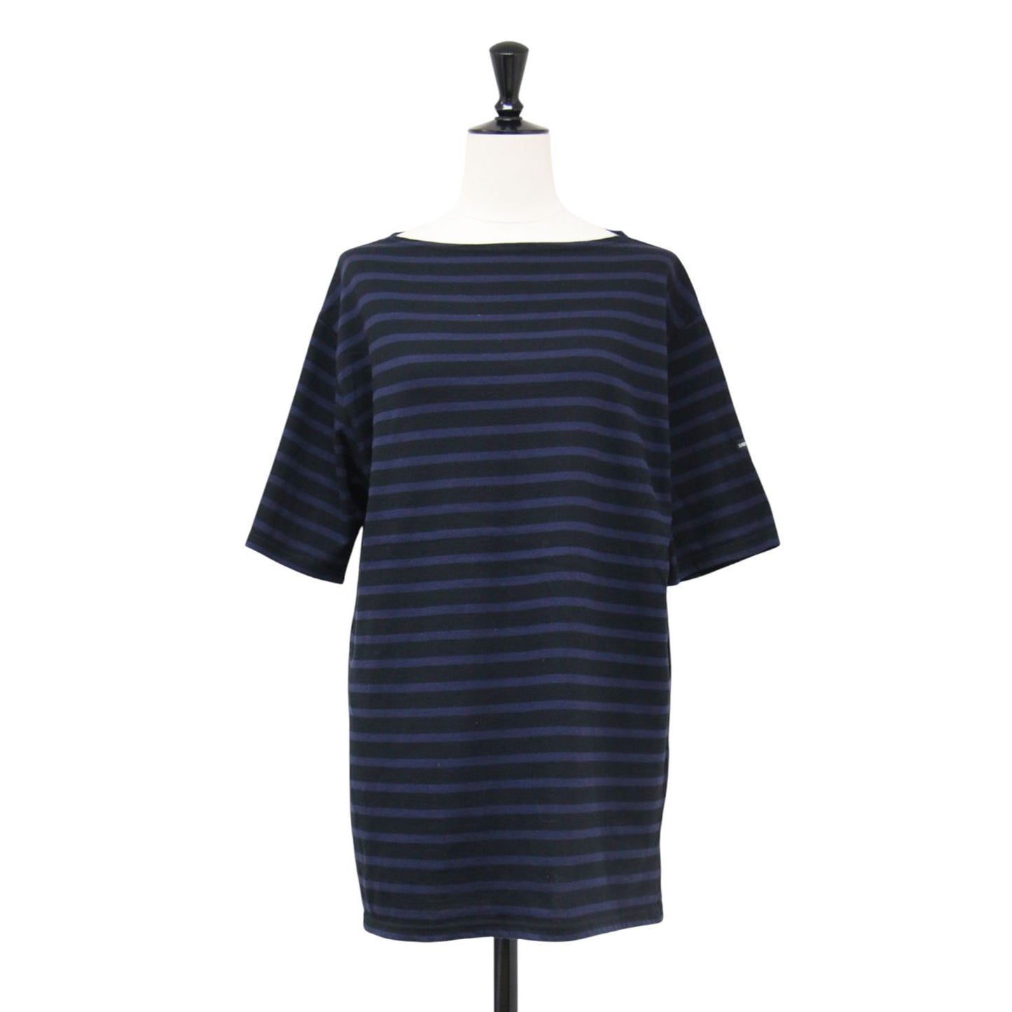 ボーダー 半袖 Tシャツ / カットソー ボートネック ワイド コットン
