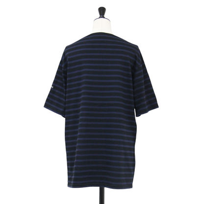 ボーダー 半袖 Tシャツ / カットソー ボートネック ワイド コットン