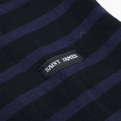 ボーダー 半袖 Tシャツ / カットソー ボートネック ワイド コットン