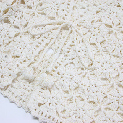 24春夏 モチーフクロシェット ハーフスリーブ カーディガン / コンパクト コットンリネン